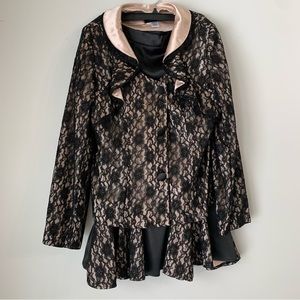 Ashro Skirt Suit Set jacket Blazer and Black Skirt matching set Size Large 12